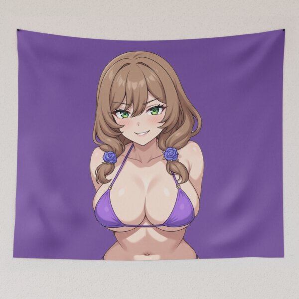 Item preview, Anime Girl with Purple Bikini and Green Eyes Art designed and sold by Jimakmo.