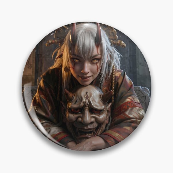 Item preview, Demon Girl Red Oni Mask Dark Fantasy designed and sold by GalleryBrisArt.