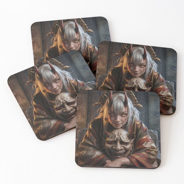 Item preview, Demon Girl Red Oni Mask Dark Fantasy designed and sold by GalleryBrisArt.