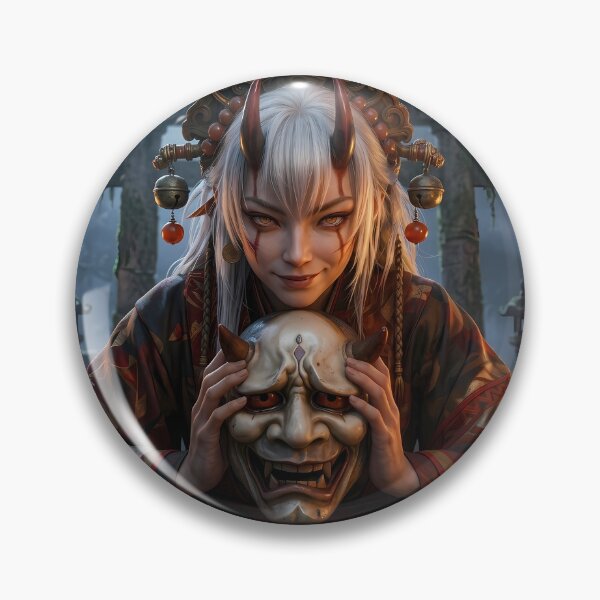 Item preview, Demon Girl Red Oni Mask Dark Fantasy designed and sold by GalleryBrisArt.
