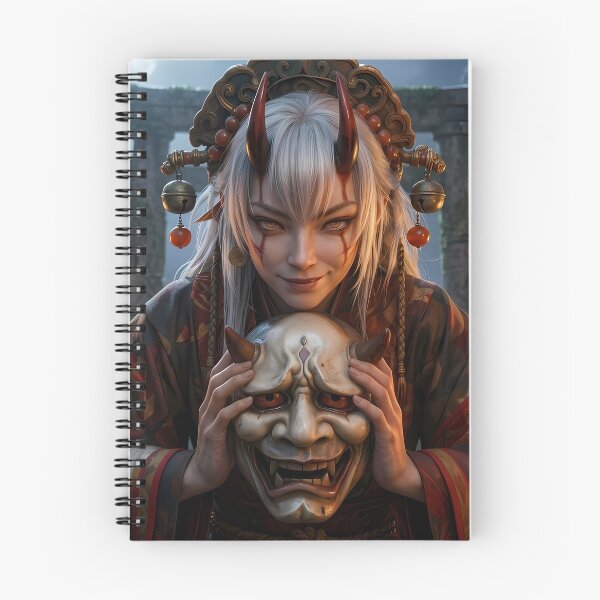 Item preview, Demon Girl Red Oni Mask Dark Fantasy designed and sold by GalleryBrisArt.