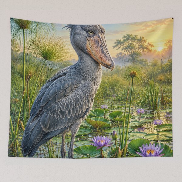 Item preview, Shoebill Stork in a Golden Wetland designed and sold by Pixel Junkies Studio.