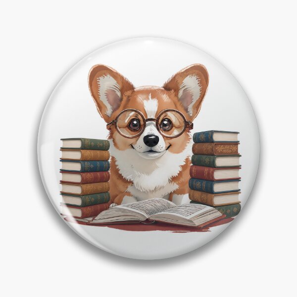 Item preview, Bookish Corgi with Glasses – Cute Reading Dog Art designed and sold by Luna & Cleo Creative.