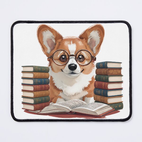 Item preview, Bookish Corgi with Glasses – Cute Reading Dog Art designed and sold by Luna & Cleo Creative.