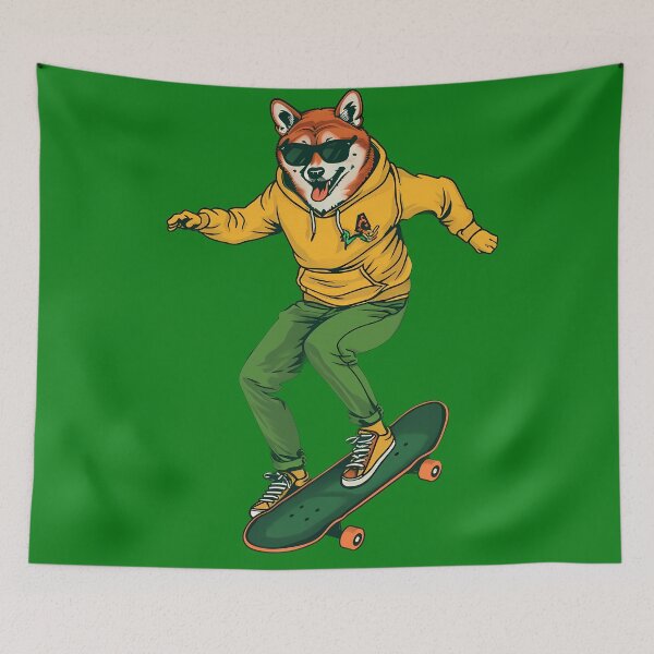 Item preview, Happy Skateboarding Shiba Inu designed and sold by Structure-Blue.