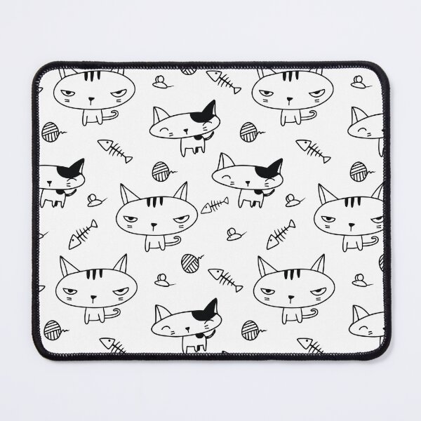 Item preview, Black White Cat Doodle Pattern designed and sold by Ceylune.