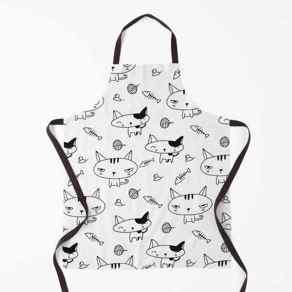 Item preview, Black White Cat Doodle Pattern designed and sold by Ceylune.