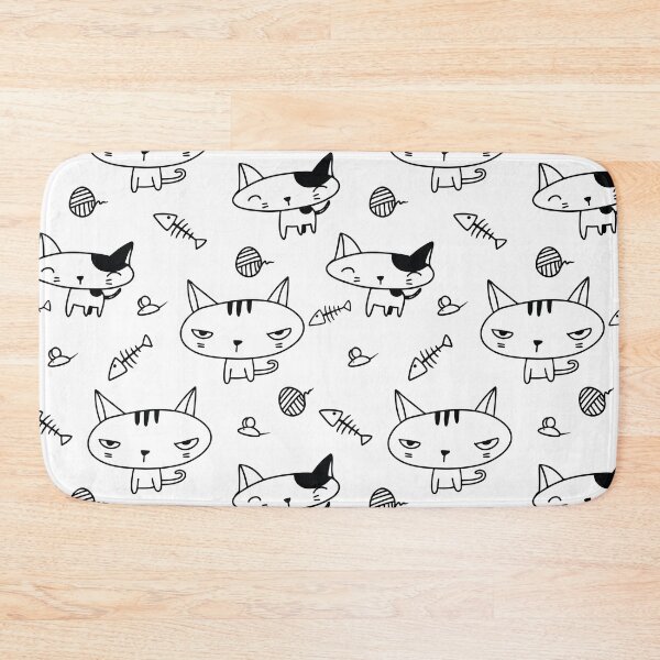Item preview, Black White Cat Doodle Pattern designed and sold by Ceylune.