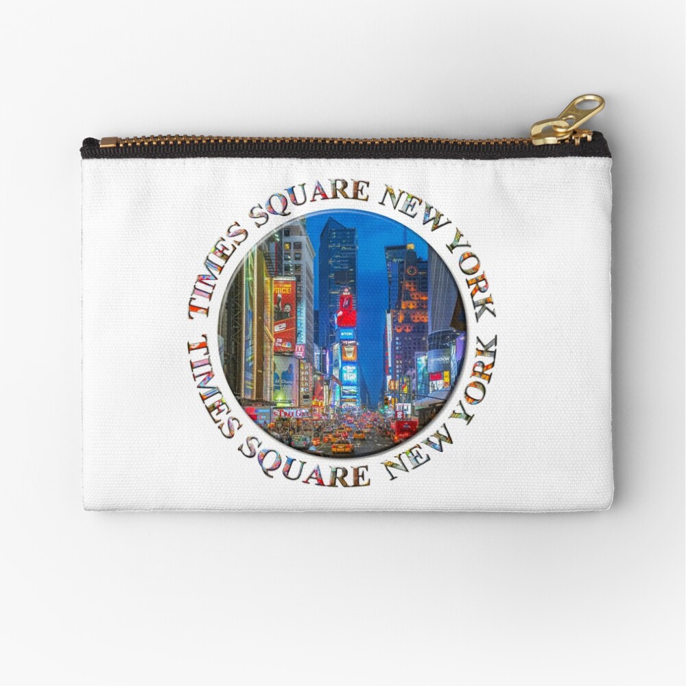 Times Square Broadway (New York Badge Emblem on white) Zipper Pouch