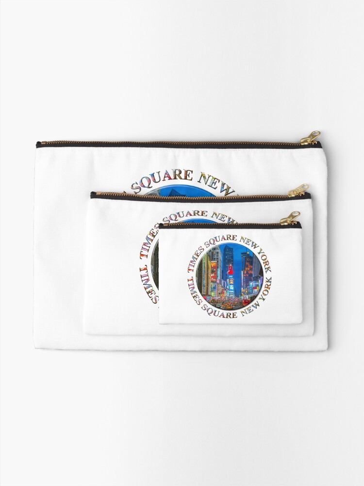 Alternate view of Times Square Broadway (New York Badge Emblem on white) Zipper Pouch