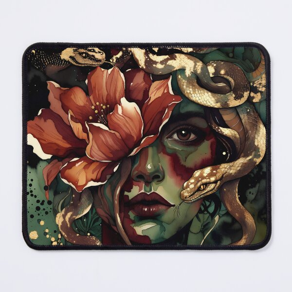 Item preview, Dark Floral Medusa – Gothic Watercolor Tattoo Style Art designed and sold by Zenther.