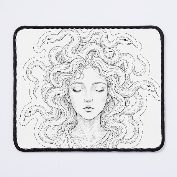 Item preview, Elegant Minimalist Medusa Tattoo Line Art designed and sold by Zenther.