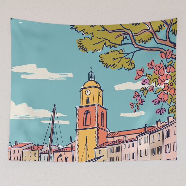 Item preview, St. Tropez Vintage Retro France Travel designed and sold by RareDeerArt.