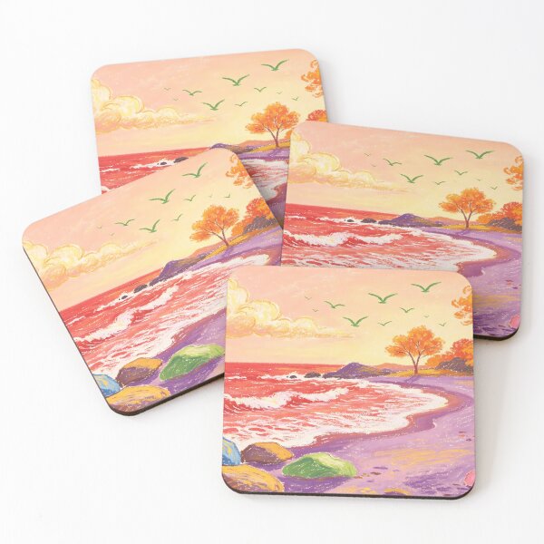 Item preview, Vibrant Fantasy Sunset Beach — Whimsical Colorful Landscape designed and sold by Bondingbonding.