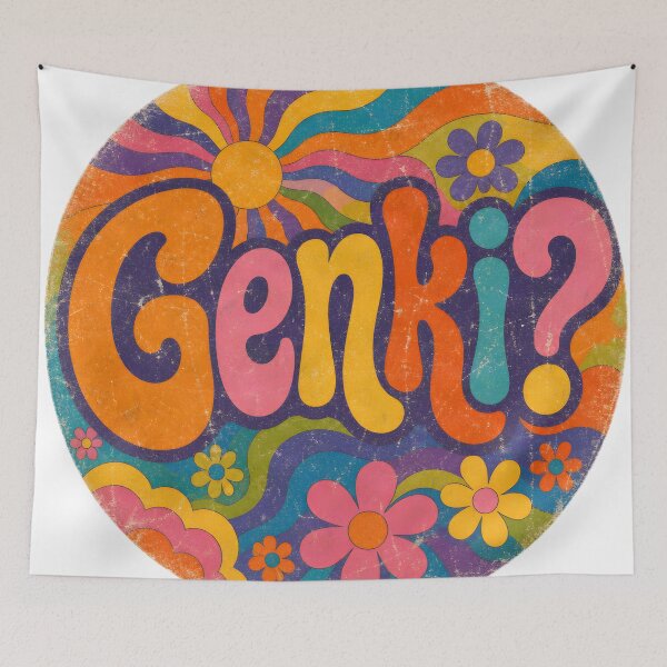 Item preview, Genki? – Retro 1960s Psychedelic Design (Distressed Version) designed and sold by ZombieZooCuties.