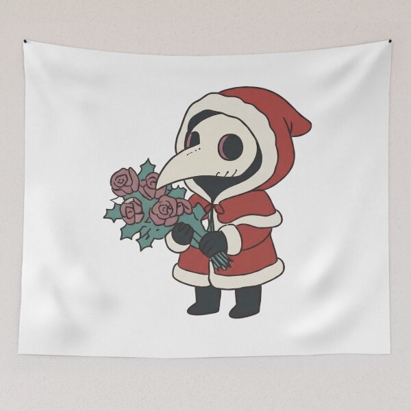 Item preview, Plague Doctor Santa Christmas Roses Holly Bouquet Gothic Holiday Cute designed and sold by wingoo22.