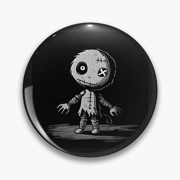 Item preview, Creepy Stitched Doll with Button Eye Black and White Gothic Horror Art Design designed and sold by inkoutninja.