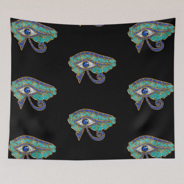 Item preview, Egyptian Eye of Horus Mosaic Gold Turquoise Jewelry⁠ designed and sold by LittleHappiness by Kamollak .