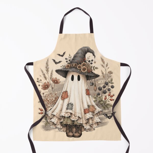Item preview, Vintage Cute Ghost in Witch Hat Autumn Florals designed and sold by BreezifyDesignStudio.