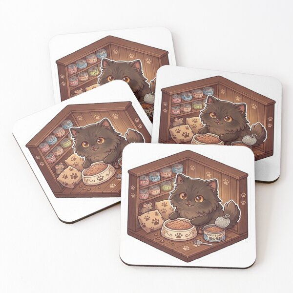 Item preview, Cozy Black Cat Eating Wet Food in Pantry Diorama designed and sold by PetalsPaws.