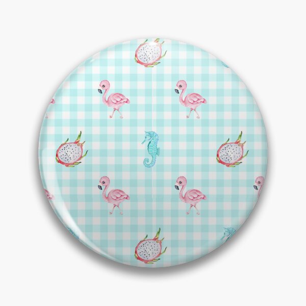 Item preview, Flamingo Dragonfruit Seahorse Turquiose Gingham designed and sold by JaymeOctober.
