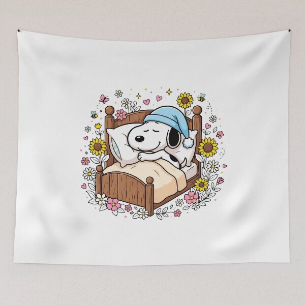 Item preview, Cozy Sleepy Dog in Garden Bed Design designed and sold by BennMataka.