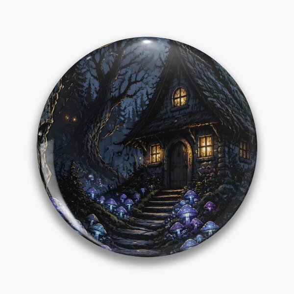 Item preview, Enchanted Midnight Forest Cottage – Glowing Mushrooms & Mystical Tree Spirits designed and sold by DreamyWallVibes.