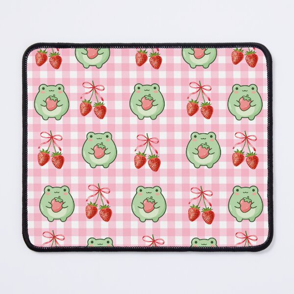 Item preview, Coquette Frogs Strawberries Pink Gingham designed and sold by JaymeOctober.