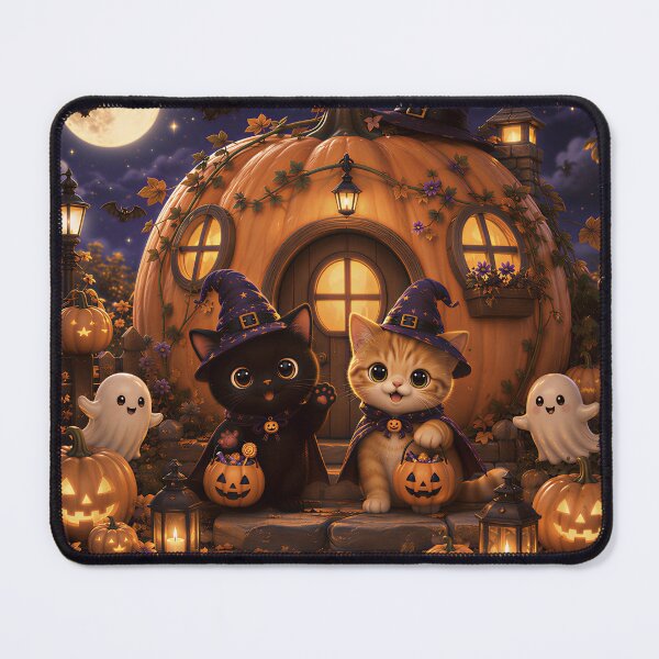 Item preview, Pumpkin House Halloween Cats And Ghosts designed and sold by Soluna Studio.