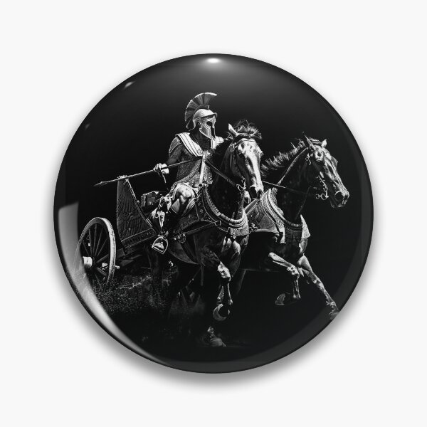 Item preview, Ancient Greek Charioteer with Horses Black and White Classical Warrior Art designed and sold by inkoutninja.