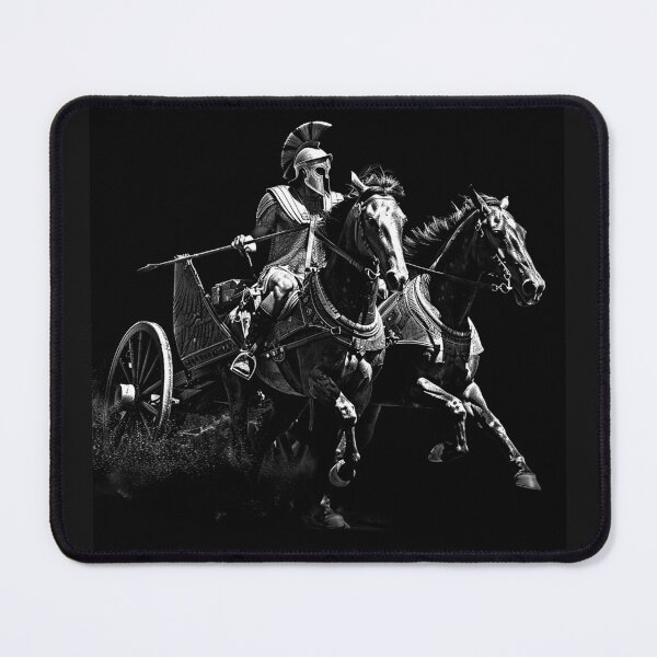 Item preview, Ancient Greek Charioteer with Horses Black and White Classical Warrior Art designed and sold by inkoutninja.