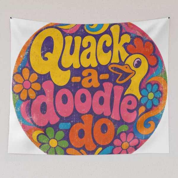 Item preview, Quack-a-doodle-do – Retro Psychedelic Design (Distressed Version) designed and sold by ZombieZooCuties.