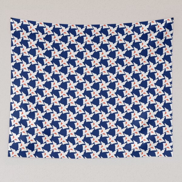 Item preview, Geometric abstract pattern retro blue designed and sold by fuzzyfox.