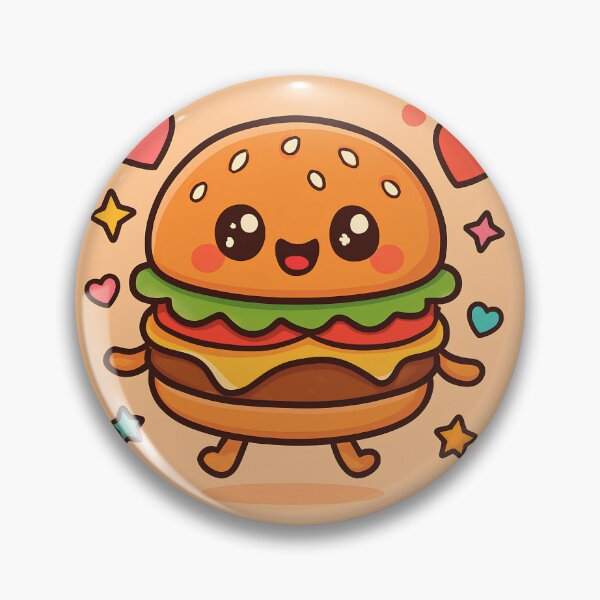 Item preview, Happy Burger Kawaii Cheeseburger Cute Food Character designed and sold by SmartyWonders.