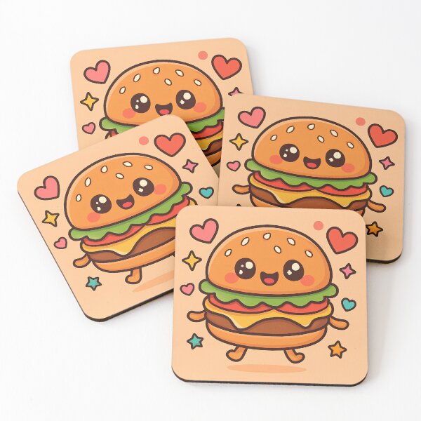 Item preview, Happy Burger Kawaii Cheeseburger Cute Food Character designed and sold by SmartyWonders.