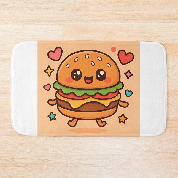 Item preview, Happy Burger Kawaii Cheeseburger Cute Food Character designed and sold by SmartyWonders.