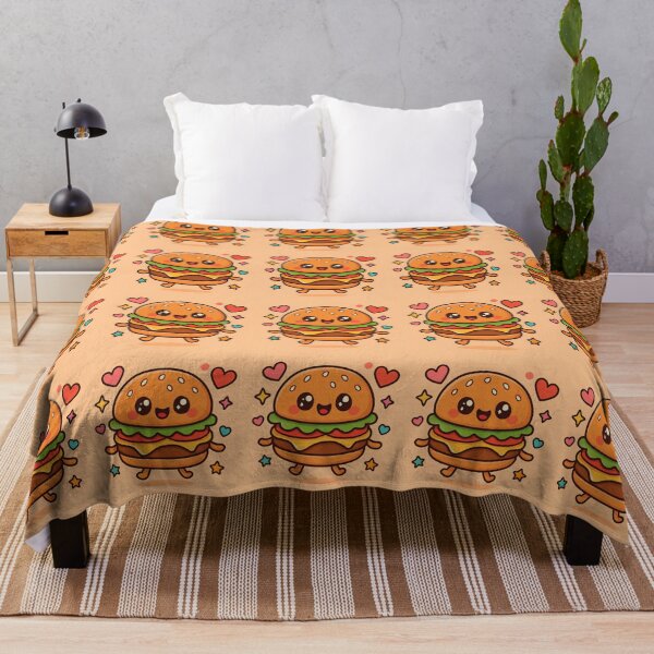 Artikelvorschau, Happy Burger Kawaii Cheeseburger Niedlicher Lebensmittelcharakter entworfen und verkauft von SmartyWonders.