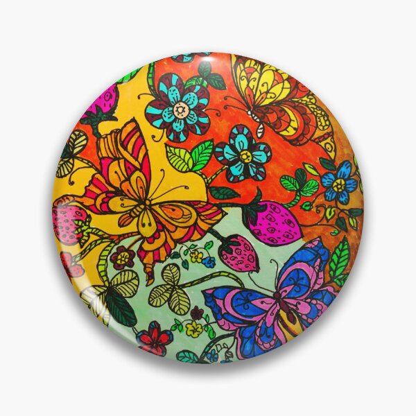 Item preview, Colorful Butterflies, Strawberries & Wildflowers Folk Art designed and sold by Selena.m.studio.