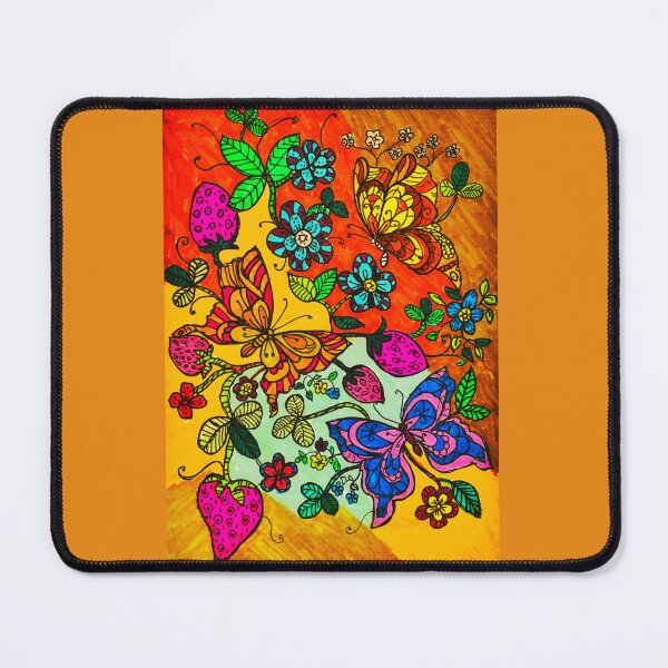 Item preview, Colorful Butterflies, Strawberries & Wildflowers Folk Art designed and sold by Selena.m.studio.