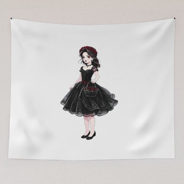 Item preview, Gothic Flower Girl with Red Roses — Whimsigoth Art designed and sold by Bondingbonding.