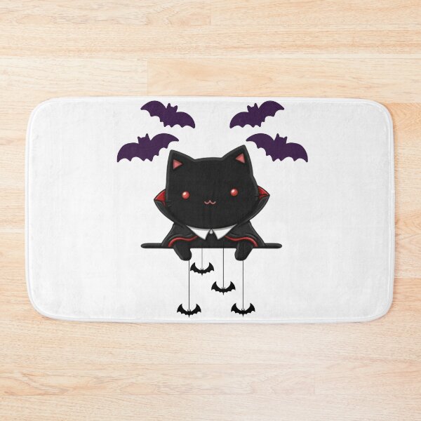 Item preview, Black Vampire Cat — Kawaii Style with Bats designed and sold by SoyPanteraCat.