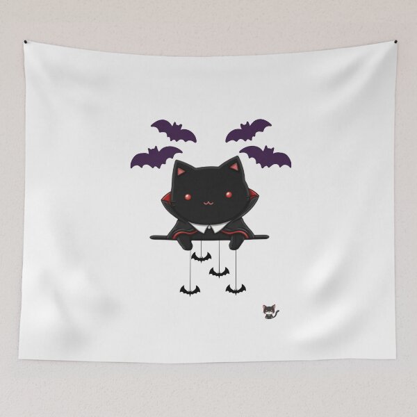 Item preview, Black Vampire Cat — Kawaii Style with Bats designed and sold by SoyPanteraCat.