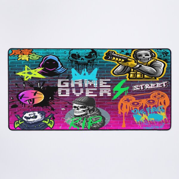 Item preview, Neon Streetwear Gamer Stickerbomb Brick Wall Aesthetic designed and sold by Side By Side Studio.