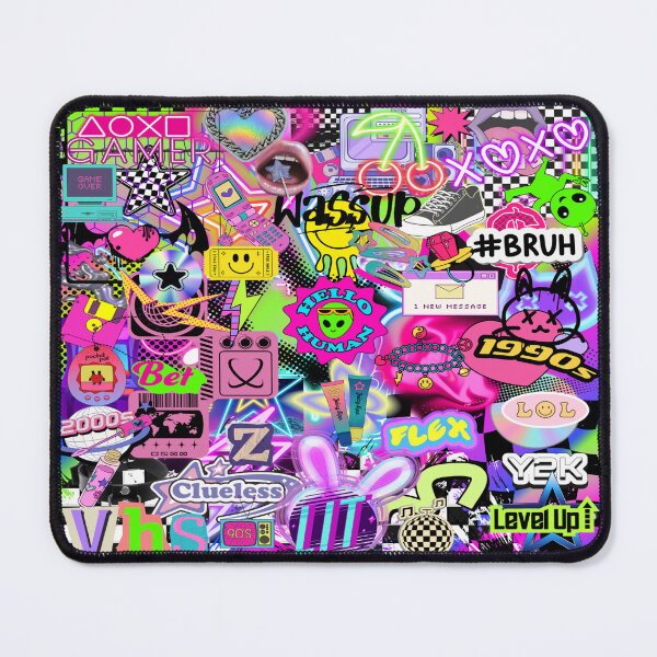 Item preview, Y2K Retro Meets Gen Z/Alpha Stickerbomb Collage - Cyber Pop & Neon Slang Scenecore Art designed and sold by Side By Side Studio.