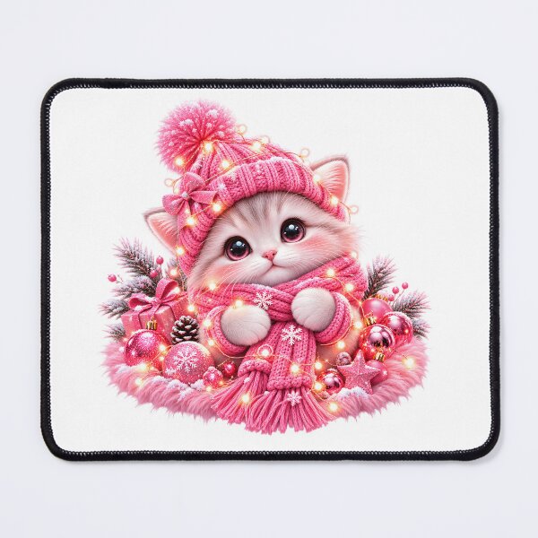 Item preview, Cozy Pink Winter Kitten with Lights designed and sold by TinyWeird.