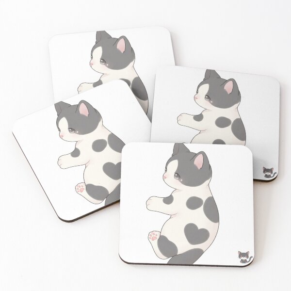 Item preview, Cute Kitten Heart — Kawaii Style Gray and White designed and sold by SoyPanteraCat.