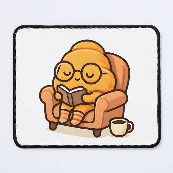 Item preview, Cute Croissant Reading Book Cozy Book Lover Kawaii Food Café Aesthetic designed and sold by SmartyWonders.