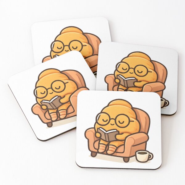 Item preview, Cute Croissant Reading Book Cozy Book Lover Kawaii Food Café Aesthetic designed and sold by SmartyWonders.