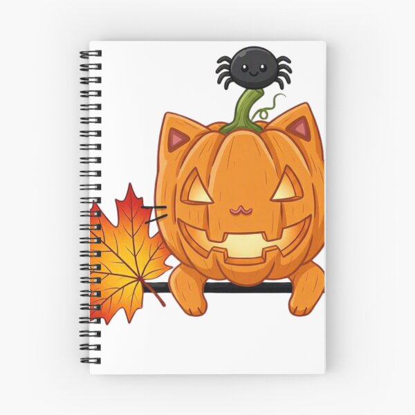 Item preview, Pumpkin Cat with Spider and Autumn Leaf — Kawaii Style designed and sold by SoyPanteraCat.