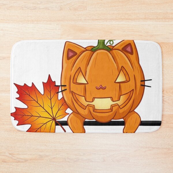Item preview, Pumpkin Cat with Spider and Autumn Leaf — Kawaii Style designed and sold by SoyPanteraCat.